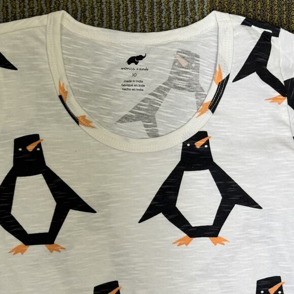 NWT Peplum Longsleeve Penguin Holiday Winter Sz 10 Monica + Andy organic cotton - Picture 3 of 6